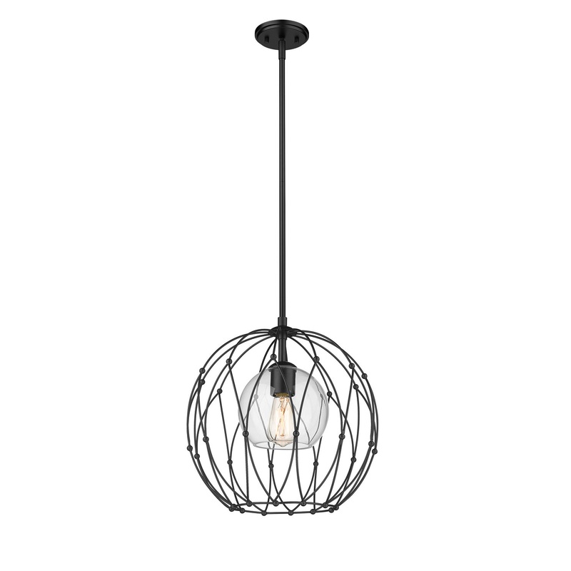 Z-Lite 1940P16-MB Elle One Light Pendant, Matte Black