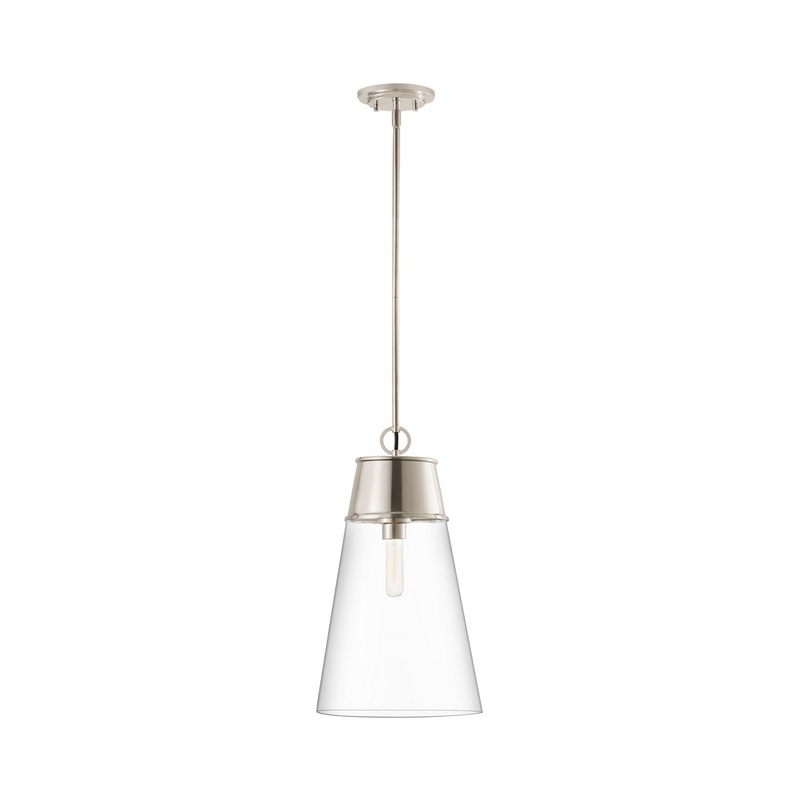 Z-Lite 2300P12-PN Wentworth One Light Pendant, Polished Nickel