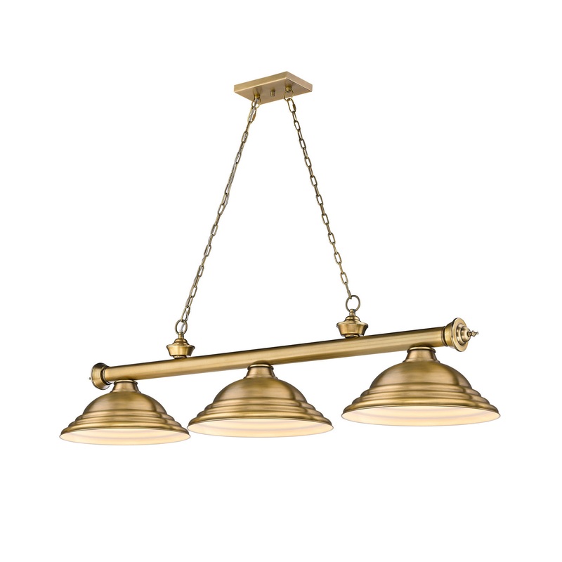 Z-Lite 2306-3RB-SRB Cordon Three Light Island Pendant, Rubbed Brass