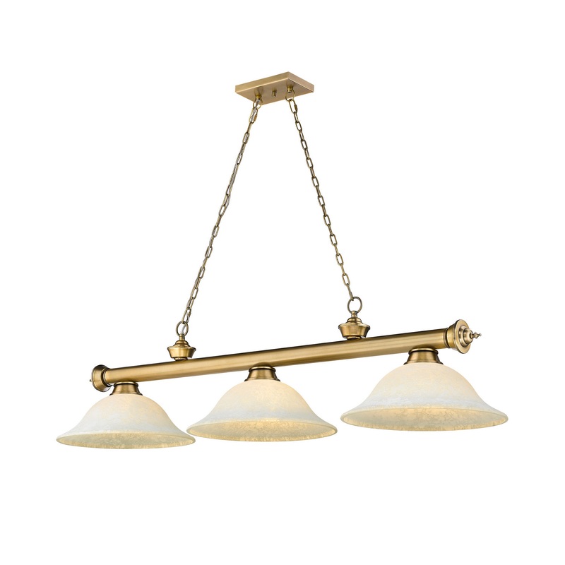 Z-Lite 2306-3RB-WM16 Cordon Three Light Island Pendant, Rubbed Brass
