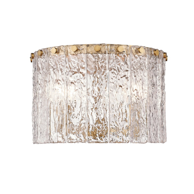 Z-Lite 1943F12-MGLD Glacier Three Light Flush Mount, Modern Gold