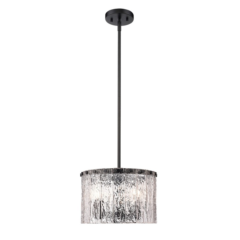 Z-Lite 1943P12-MB Glacier Three Light Pendant, Matte Black