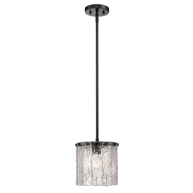 Z-Lite 1943P8-MB Glacier One Light Pendant, Matte Black