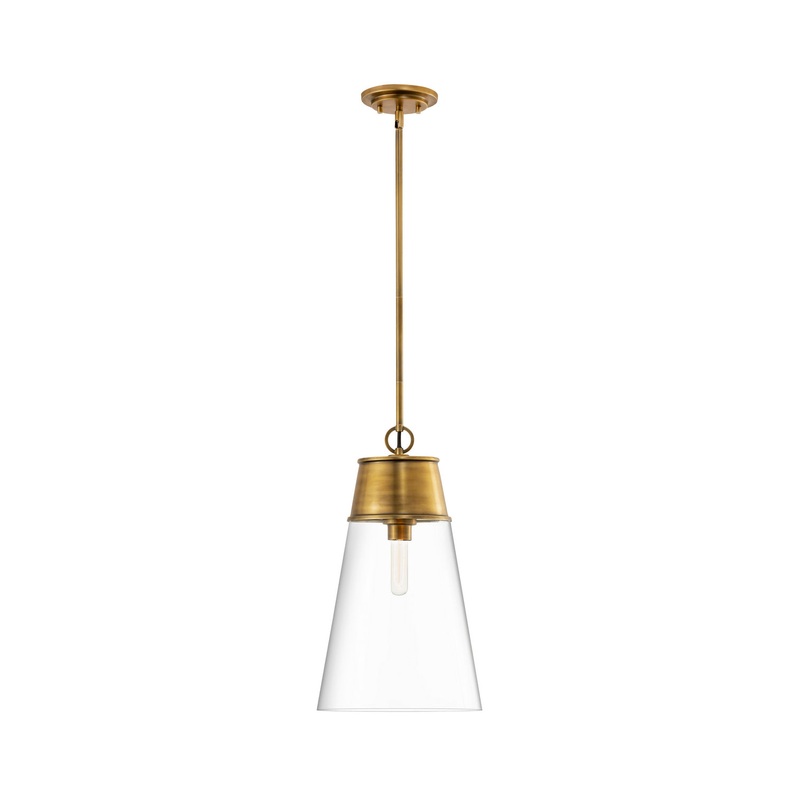 Z-Lite 2300P12-RB Wentworth One Light Pendant, Rubbed Brass