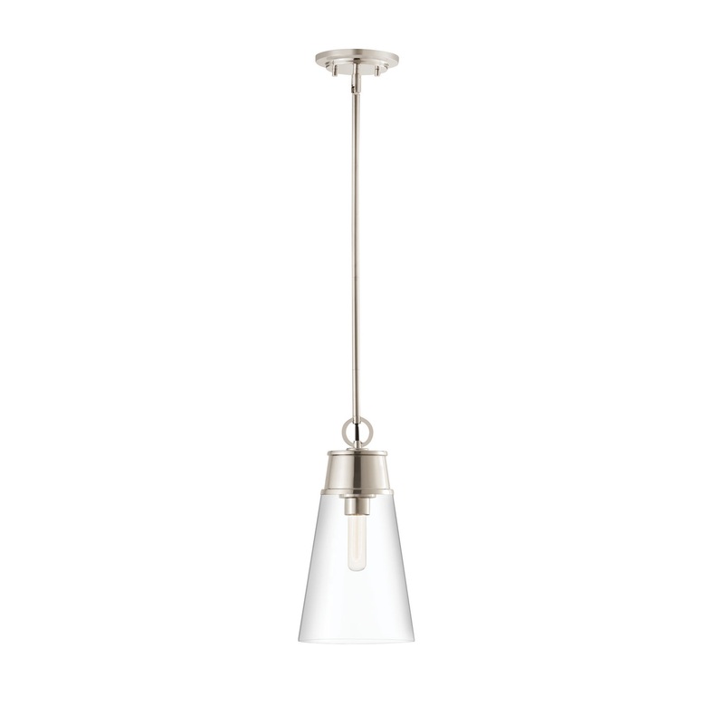 Z-Lite 2300P8-PN Wentworth One Light Pendant, Polished Nickel