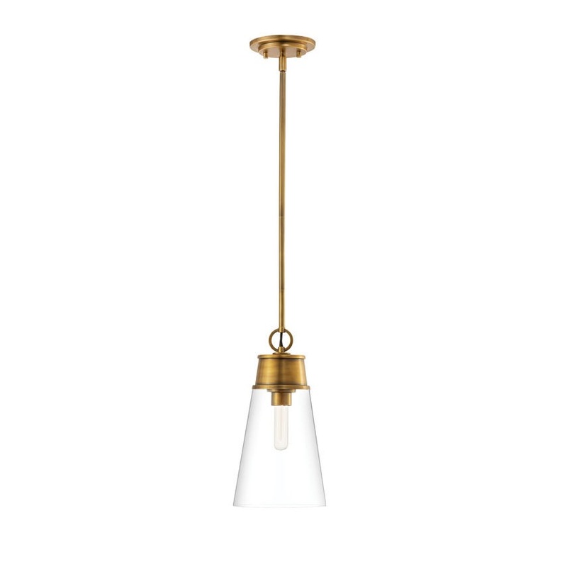 Z-Lite 2300P8-RB Wentworth One Light Pendant, Rubbed Brass