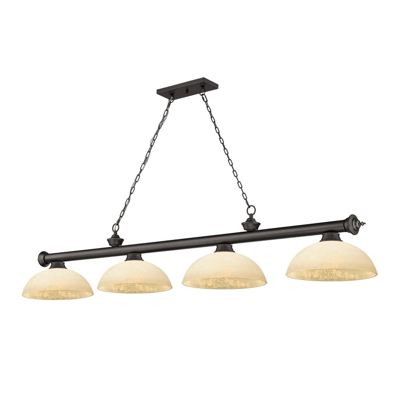 Z-Lite 2306-4BRZ-DGM14 Cordon Four Light Island Pendant, Bronze