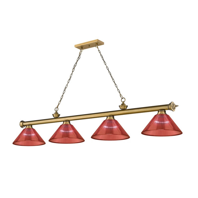Z-Lite 2306-4RB-PRD Cordon Four Light Island Pendant, Rubbed Brass