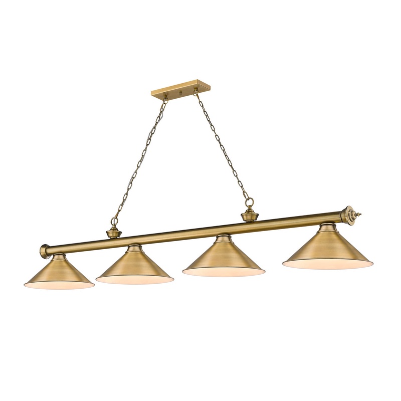 Z-Lite 2306-4RB-RB15 Cordon Four Light Island Pendant, Rubbed Brass