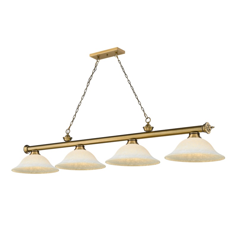 Z-Lite 2306-4RB-WM16 Cordon Four Light Island Pendant, Rubbed Brass