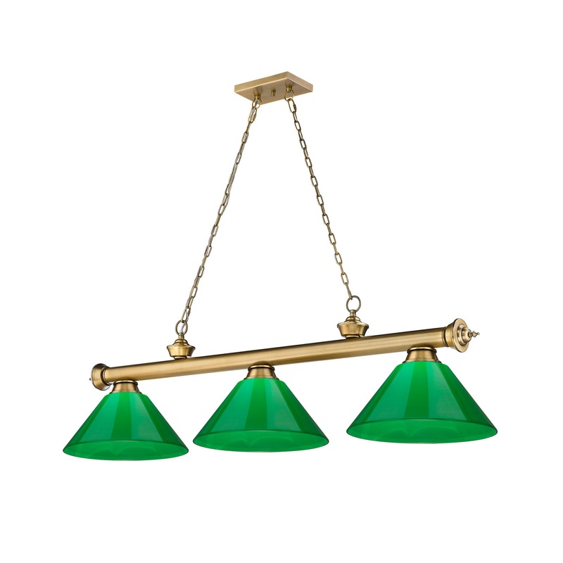 Z-Lite 2306-3RB-PGR Cordon Three Light Island Pendant, Rubbed Brass