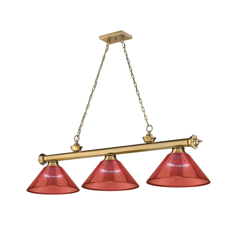 Z-Lite 2306-3RB-PRD Cordon Three Light Island Pendant, Rubbed Brass