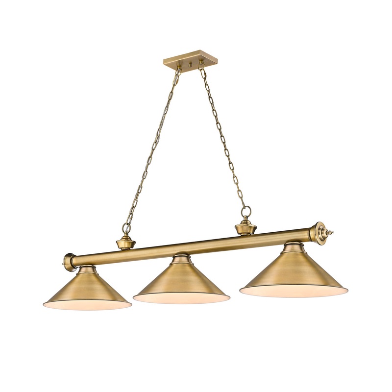 Z-Lite 2306-3RB-RB15 Cordon Three Light Island Pendant, Rubbed Brass