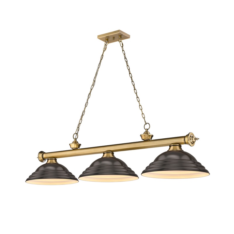 Z-Lite 2306-3RB-SBRZ Cordon Three Light Island Pendant, Rubbed Brass