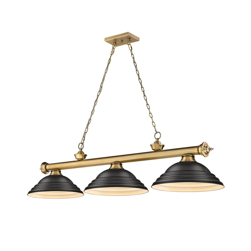 Z-Lite 2306-3RB-SMB Cordon Three Light Island Pendant, Rubbed Brass