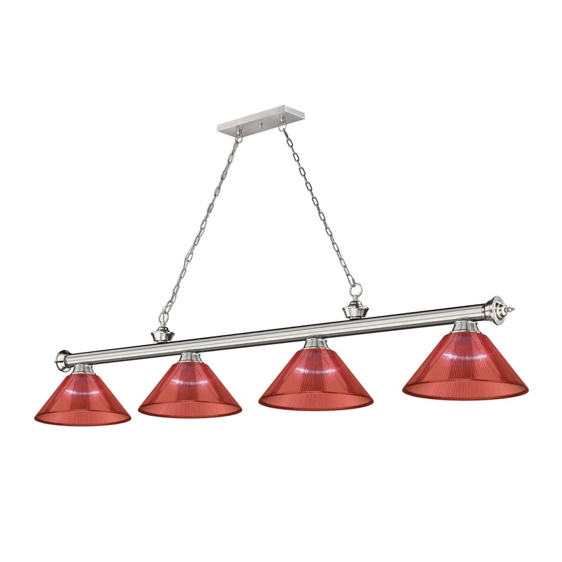 Z-Lite 2306-4BN-PRD Cordon Four Light Island Pendant, Brushed Nickel