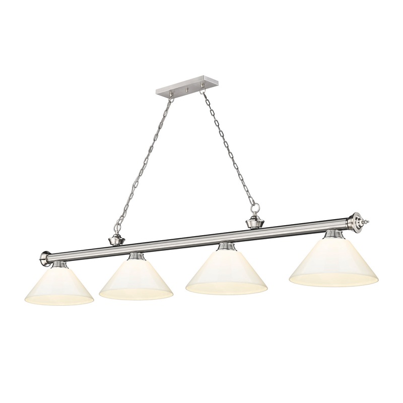 Z-Lite 2306-4BN-PWH Cordon Four Light Island Pendant, Brushed Nickel