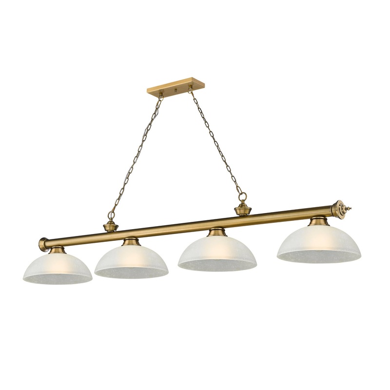 Z-Lite 2306-4RB-DWL14 Cordon Four Light Island Pendant, Rubbed Brass