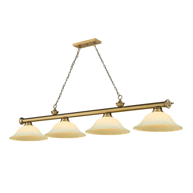 Z-Lite 2306-4RB-GM16 Cordon Four Light Island Pendant, Rubbed Brass