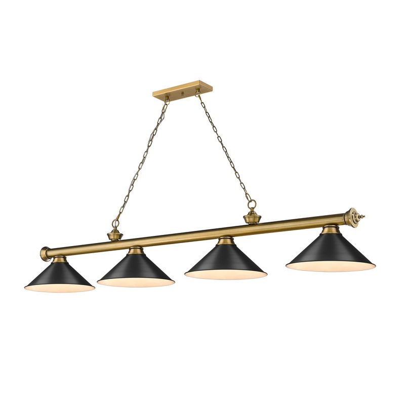Z-Lite 2306-4RB-MB15 Cordon Four Light Island Pendant, Rubbed Brass