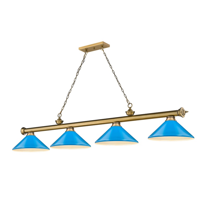 Z-Lite 2306-4RB-MEB Cordon Four Light Island Pendant, Rubbed Brass