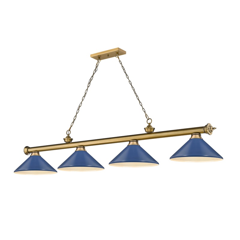 Z-Lite 2306-4RB-MNB Cordon Four Light Island Pendant, Rubbed Brass