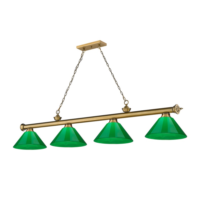 Z-Lite 2306-4RB-PGR Cordon Four Light Island Pendant, Rubbed Brass