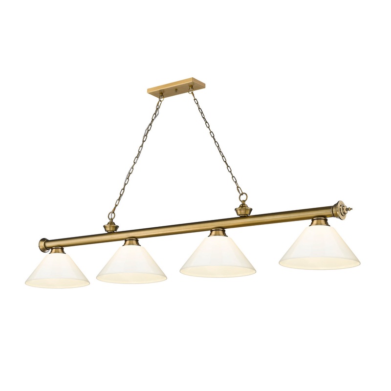Z-Lite 2306-4RB-PWH Cordon Four Light Island Pendant, Rubbed Brass