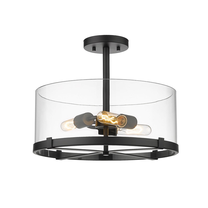 Z-Lite 3032SF-MB Callista Three Light Semi Flush Mount, Matte Black