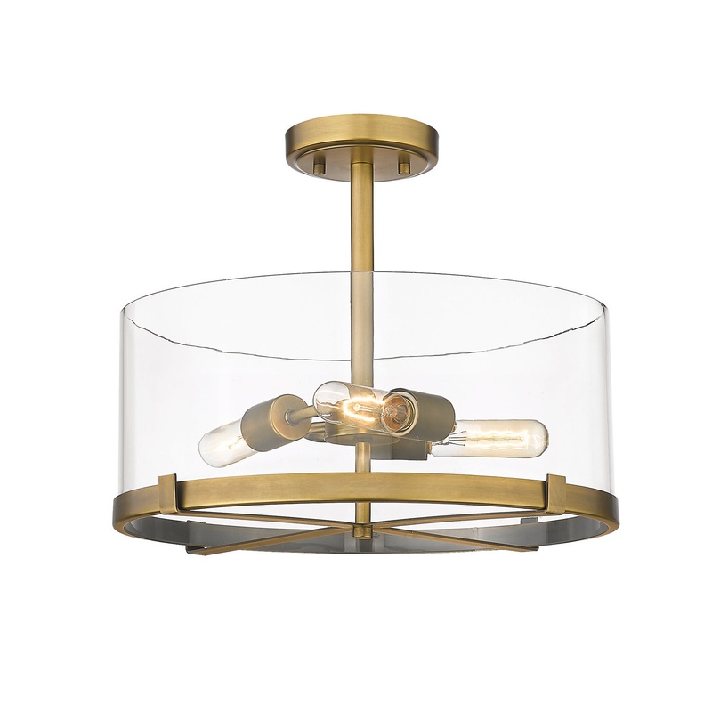 Z-Lite 3032SF-RB Callista Three Light Semi Flush Mount, Rubbed Brass