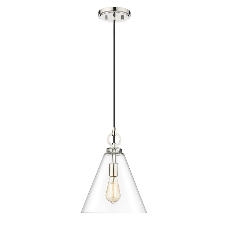 Z-Lite 3034P11-PN Harper One Light Pendant, Polished Nickel