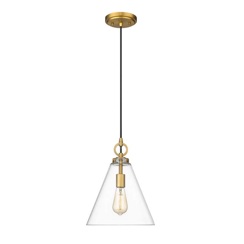 Z-Lite 3034P11-RB Harper One Light Pendant, Rubbed Brass