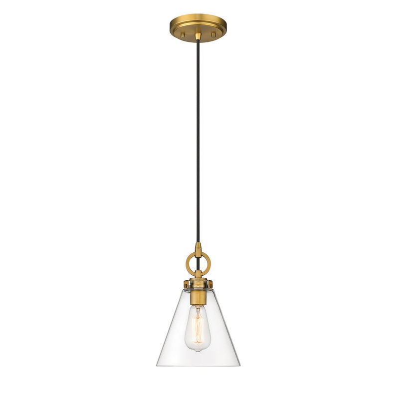 Z-Lite 3034P8-RB Harper One Light Pendant, Rubbed Brass