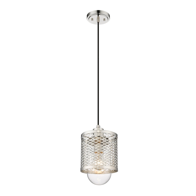 Z-Lite 3037MP-PN Kipton One Light Mini Pendant, Polished Nickel