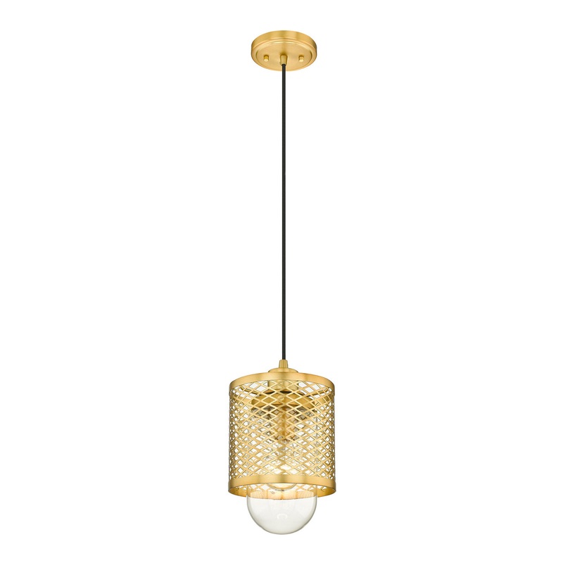 Z-Lite 3037MP-RB Kipton One Light Mini Pendant, Rubbed Brass