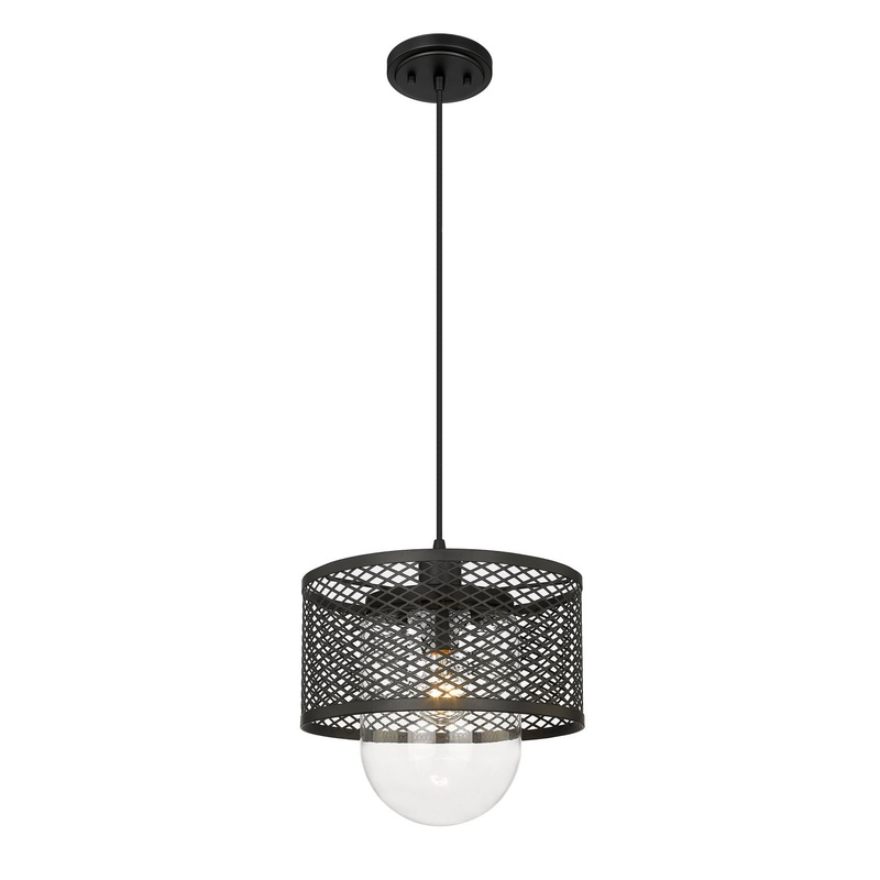 Z-Lite 3037P11-MB Kipton One Light Pendant, Matte Black