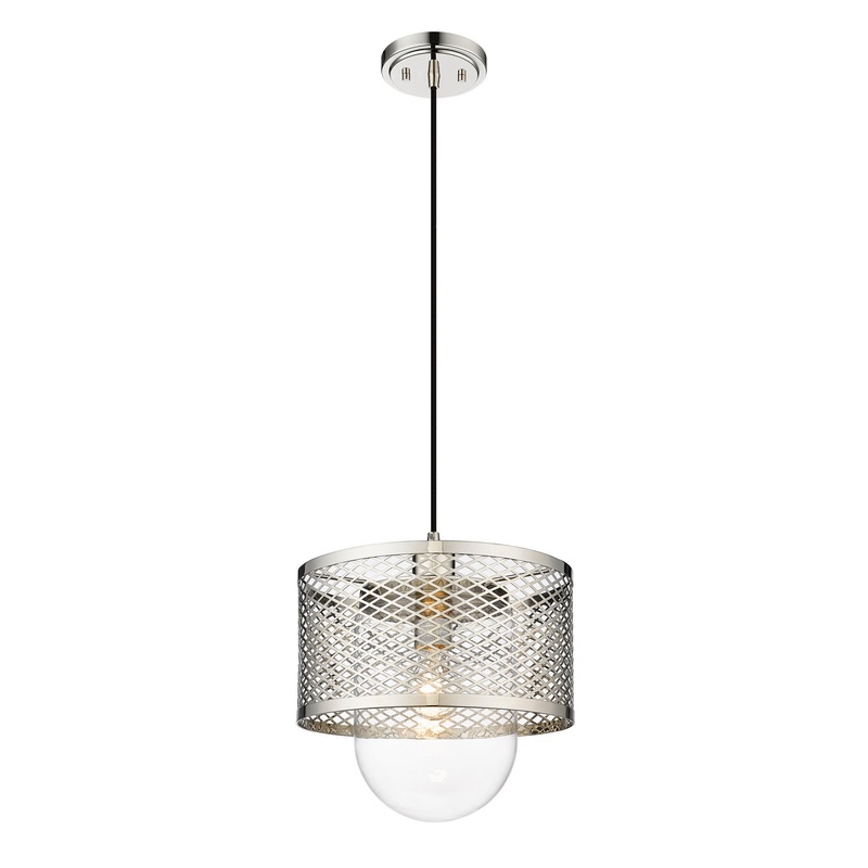 Z-Lite 3037P11-PN Kipton One Light Pendant, Polished Nickel