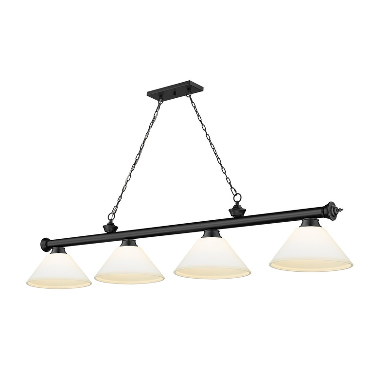 Z-Lite 2306-4MB-AMO14 Cordon Four Light Island Pendant, Matte Black