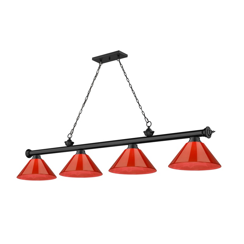 Z-Lite 2306-4MB-ARBG Cordon Four Light Island Pendant, Matte Black
