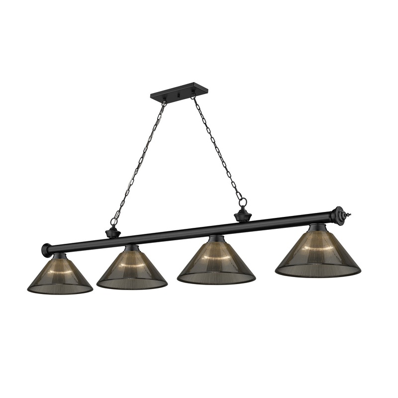 Z-Lite 2306-4MB-ARS Cordon Four Light Island Pendant, Matte Black