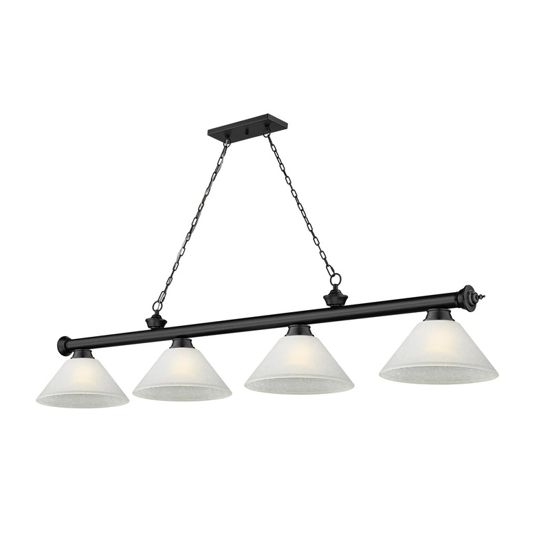 Z-Lite 2306-4MB-AWL14 Cordon Four Light Island Pendant, Matte Black