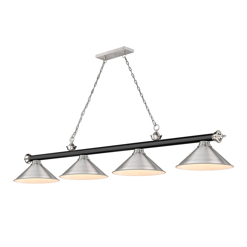 Z-Lite 2306-4MB-BN-BN15 Cordon Four Light Island Pendant, Matte Black / Brushed Nickel