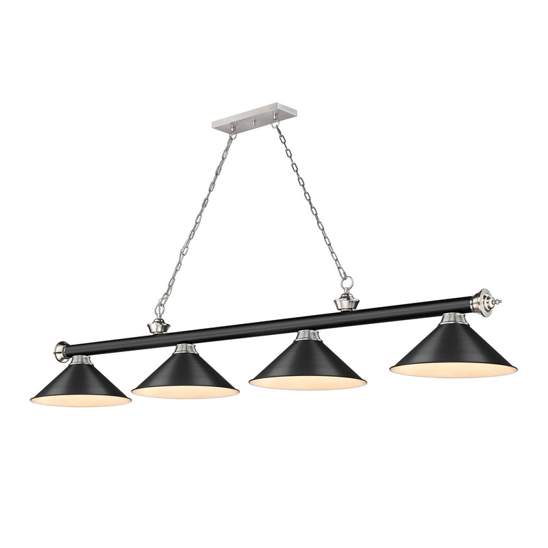 Z-Lite 2306-4MB-BN-MB15 Cordon Four Light Island Pendant, Matte Black / Brushed Nickel