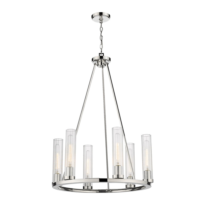 Z-Lite 3031-6PN Beau Six Light Chandelier, Polished Nickel