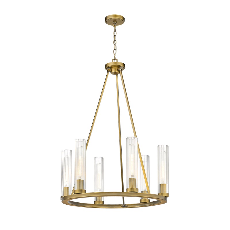 Z-Lite 3031-6RB Beau Six Light Chandelier, Rubbed Brass