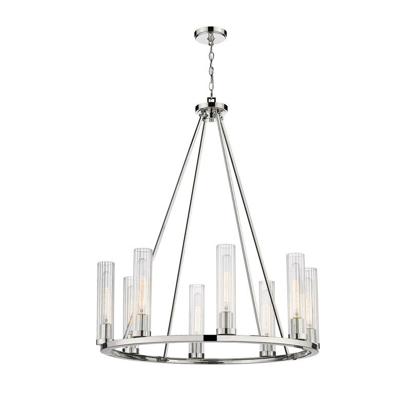 Z-Lite 3031-8PN Beau Eight Light Chandelier, Polished Nickel