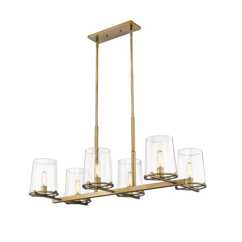 Z-Lite 3032-6L-RB Callista Six Light Island Pendant, Rubbed Brass