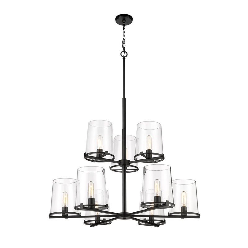 Z-Lite 3032-9MB Callista Nine Light Chandelier, Matte Black
