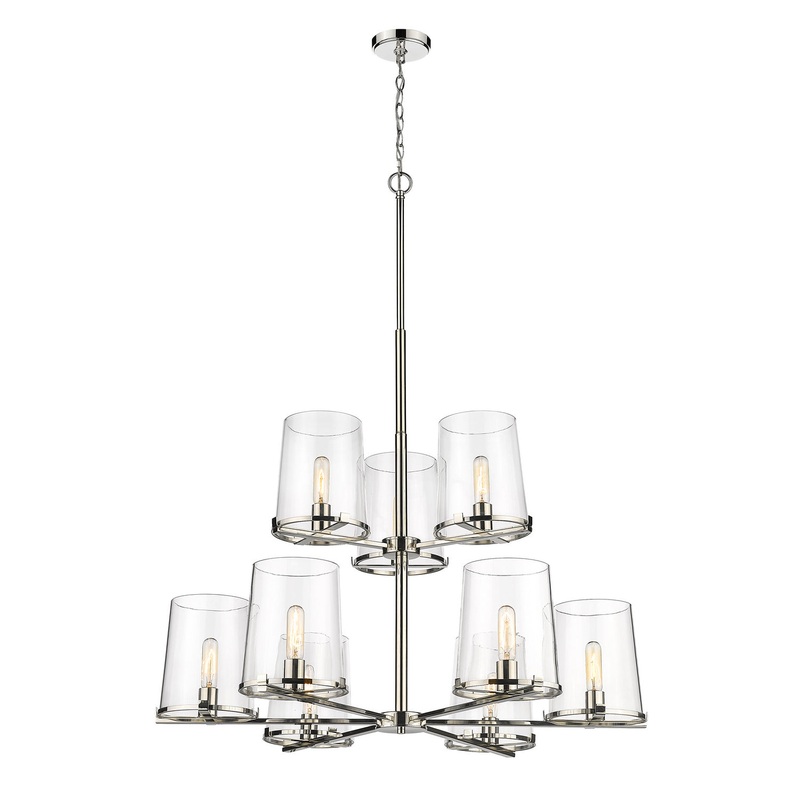 Z-Lite 3032-9PN Callista Nine Light Chandelier, Polished Nickel