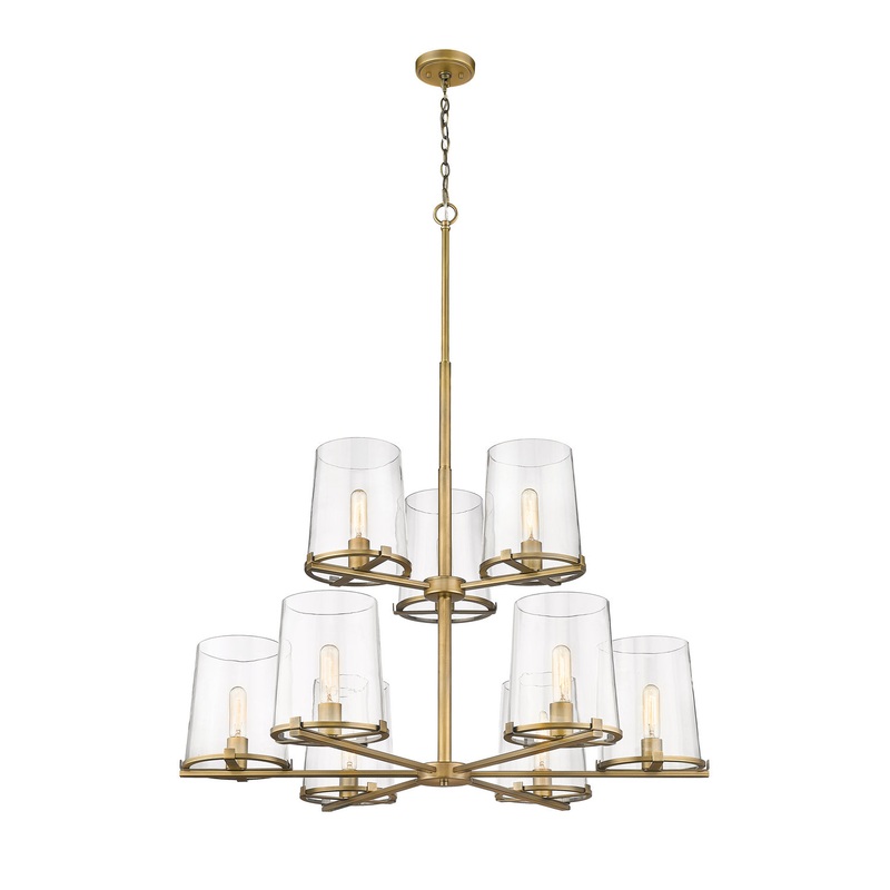 Z-Lite 3032-9RB Callista Nine Light Chandelier, Rubbed Brass